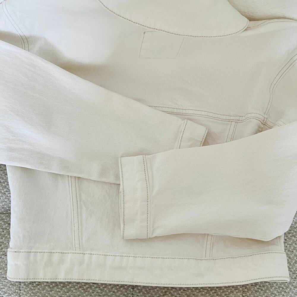 Abercrombie & Fitch NEW! Cropped Denim Jean Jacket In Cream/Bleached Wash XS - Picture 12 of 15
